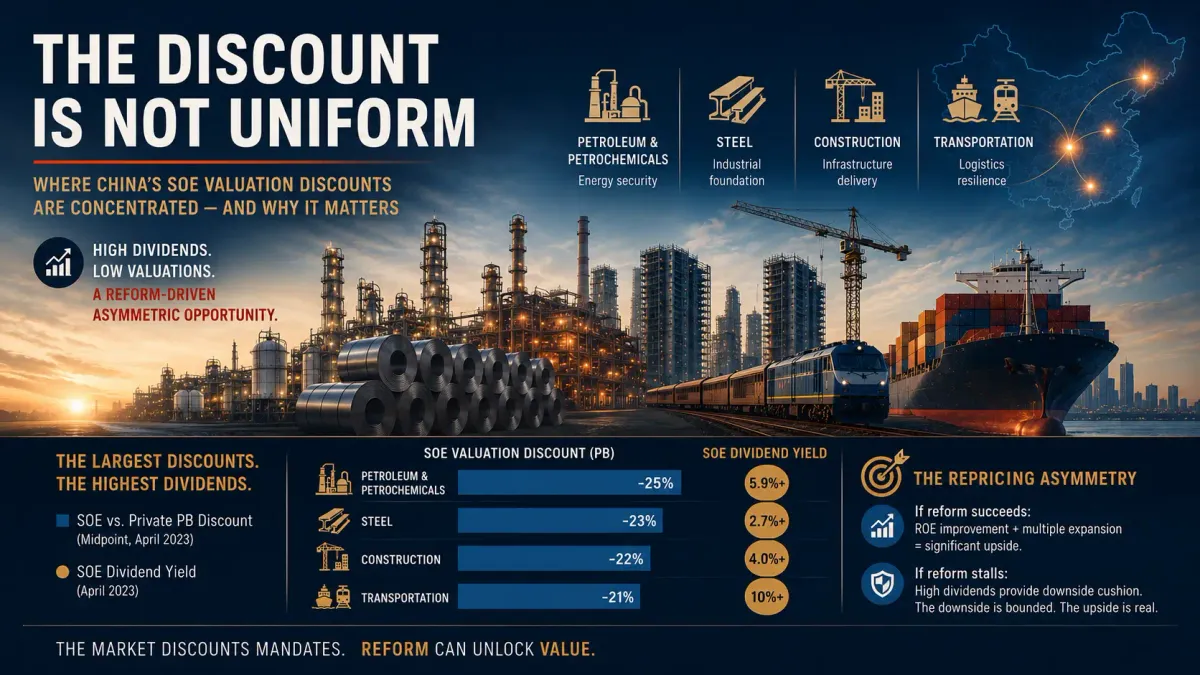 Discount #05 — Industry Map: Where the Discount Is Largest, and What That Reveals