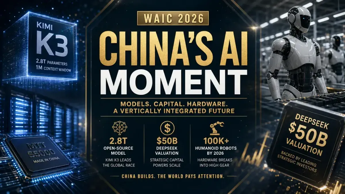 China's AI Inflection Point: Kimi K3, DeepSeek's $50B Tag, and the Humanoid Production Line