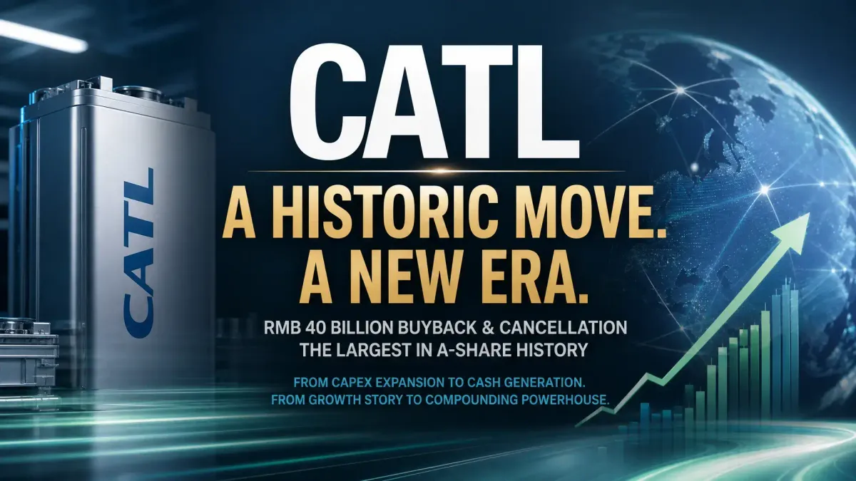 CATL Announces China's Largest-Ever Share Buyback: A RMB 20–40 Billion Cancellation Signal to the World